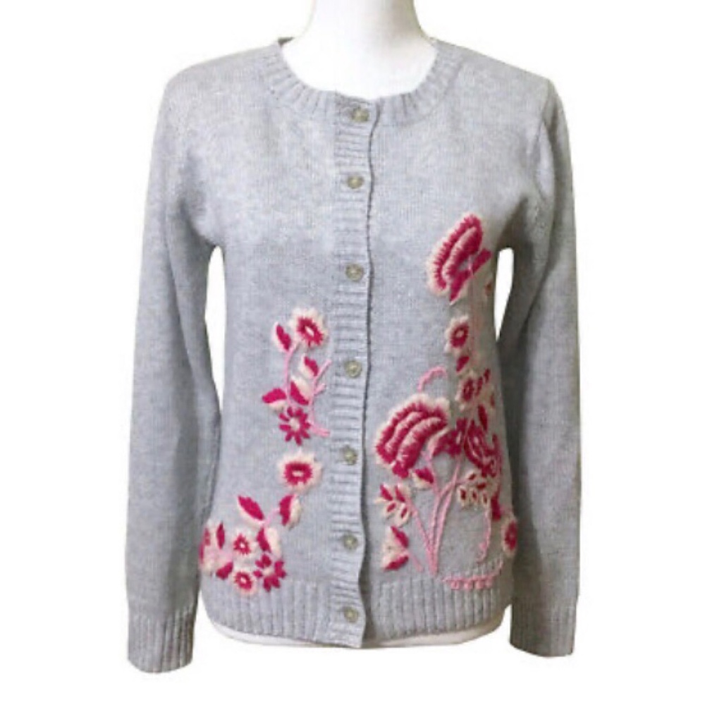 Floral Embroidered Knit Cardigan NWT!